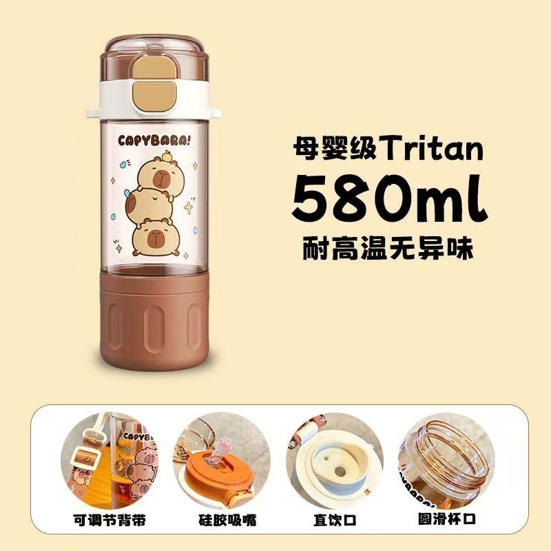卡皮巴拉tritan儿童水杯2025新款高颜值夏天男女学生便携吸管杯子|undefined