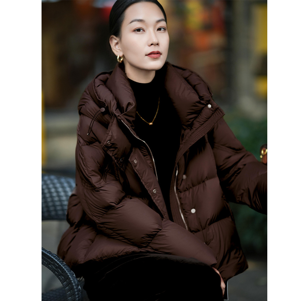 여성용 경량 다운 재킷 90 화이트 오리 다운 디자인 작은 겨울 새로운 느슨한 짧은 후드 다운 재킷