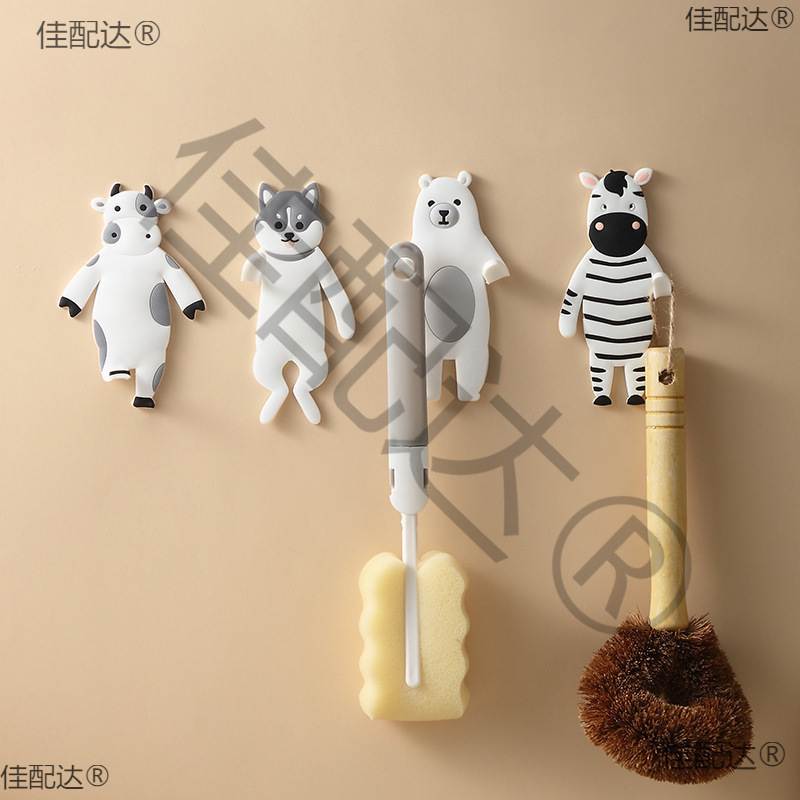 Creative Cute Punch-Free Sticky Hook Behind the Door Key Bathroom Toilet Kitchen Sticky Strong Cartoon Animal Hook Hook