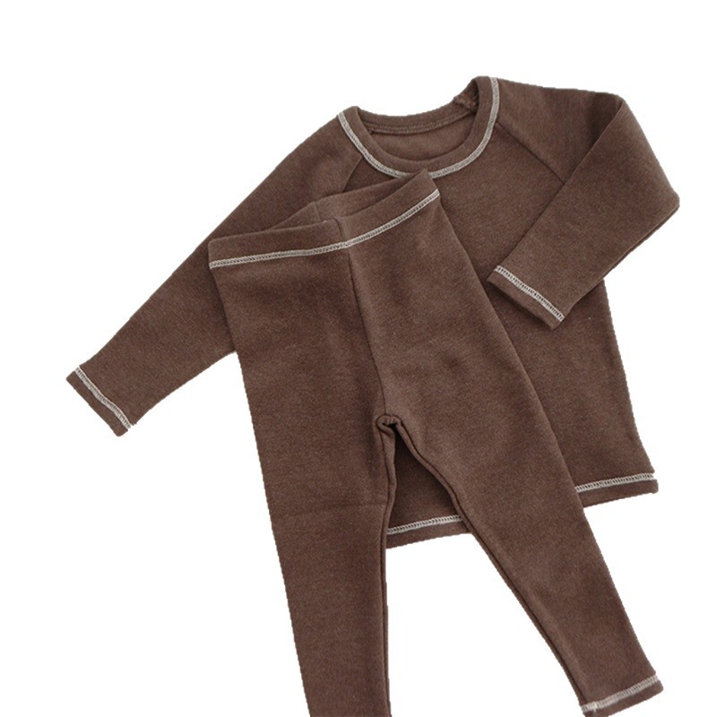 Ropa para niños de estilo nórdico ropa interior de lana térmica de invierno traje de ropa para el hogar de los niños pijamas de color sólido de bebé ropa para niños de comercio exterior Nuevo