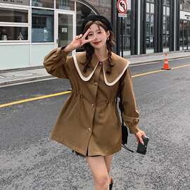 实拍韩版甜美时尚娃娃领外套女2026春秋季新款法式显瘦学院风上衣