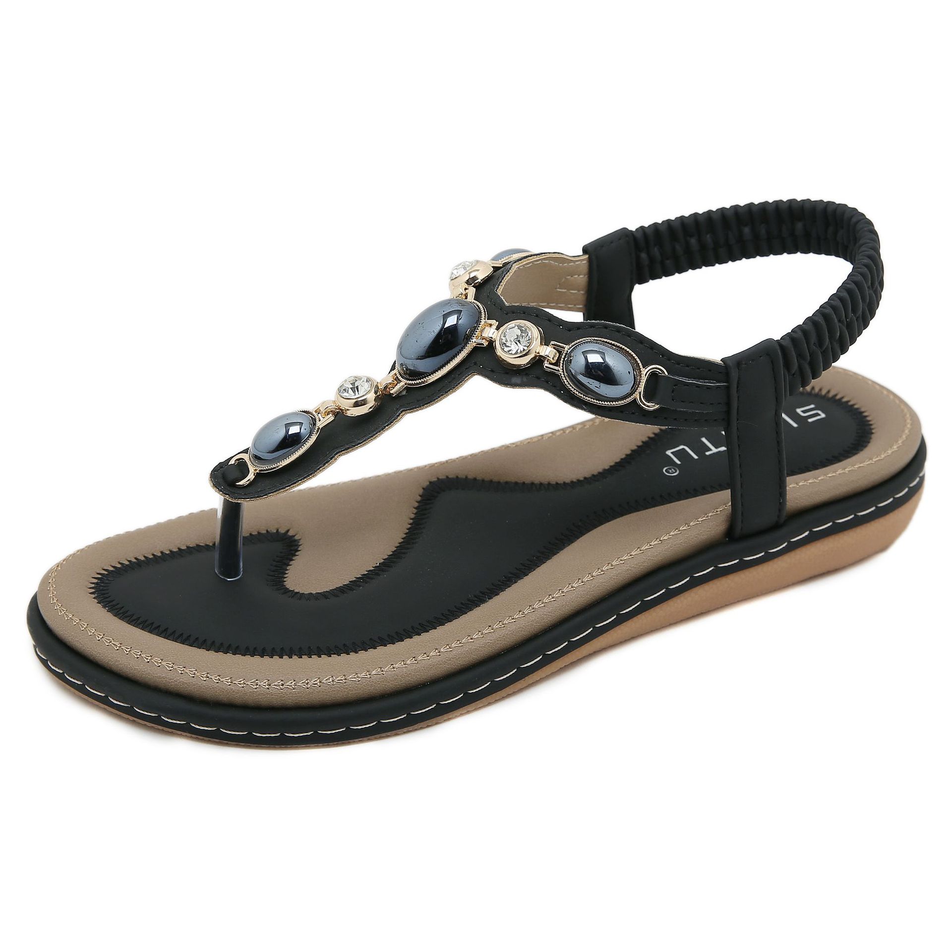 W676-6 nuevo 2024 Comercio exterior cómodo moda casual Sandalias planas de las mujeres Tailandia playa entrega de una sola pieza