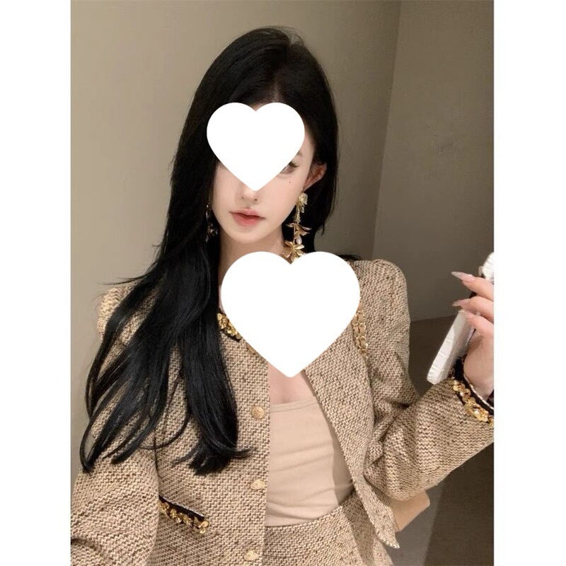 Chanel-Style Two-Piece Skirt Set, New Spring and Autumn Model, Elegant Short Jacket for Petite Women, Sequined Fashion Short Skirt Set Chanel-Style Two-Piece Skirt Set, New Spring and Autumn Model, Elegant Short Jacket for Petite Women, Sequined Fashion Short Skirt Set
