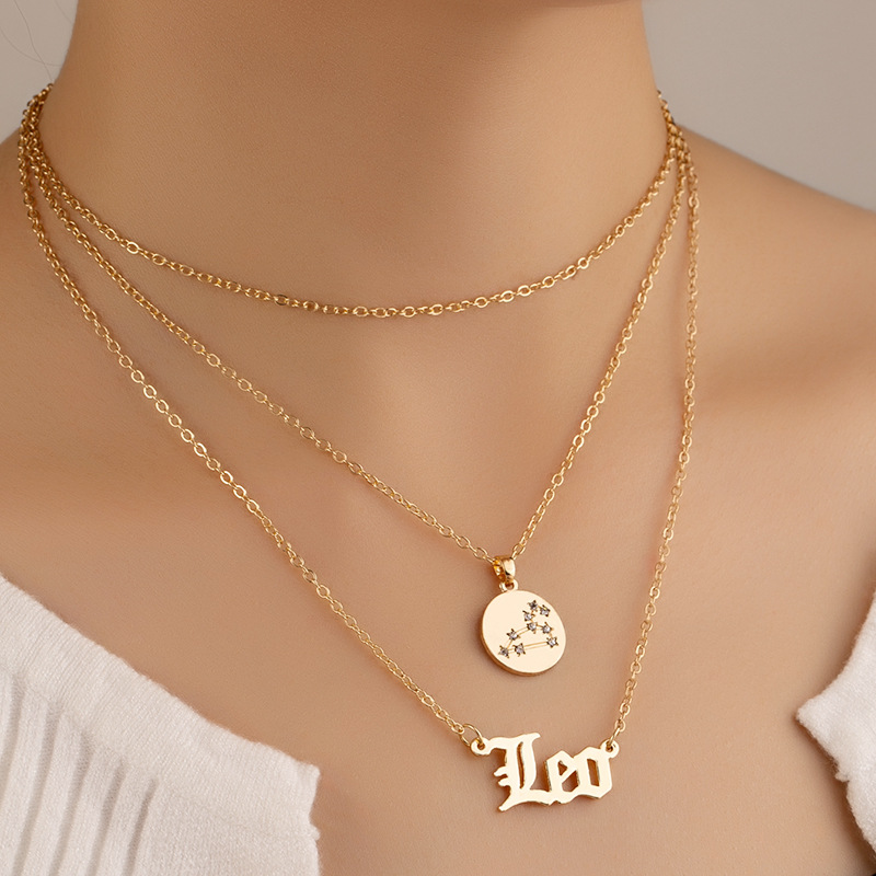 Retro Diamond-studded Symbol Clavicle Chain Twelve Constellation Necklace Letter Sweater Chain display picture 30