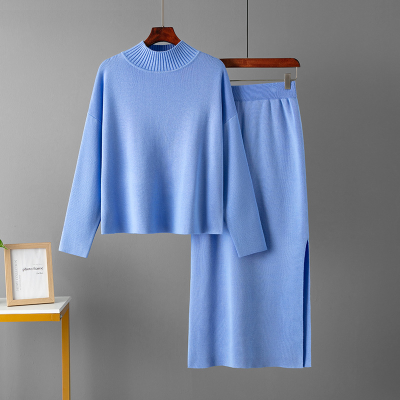 Vêtements pour femmes vêtements pour femmes 2023 automne nouvelle mode décontractée jupe longue costume deux pièces pull en gros_voghion.com