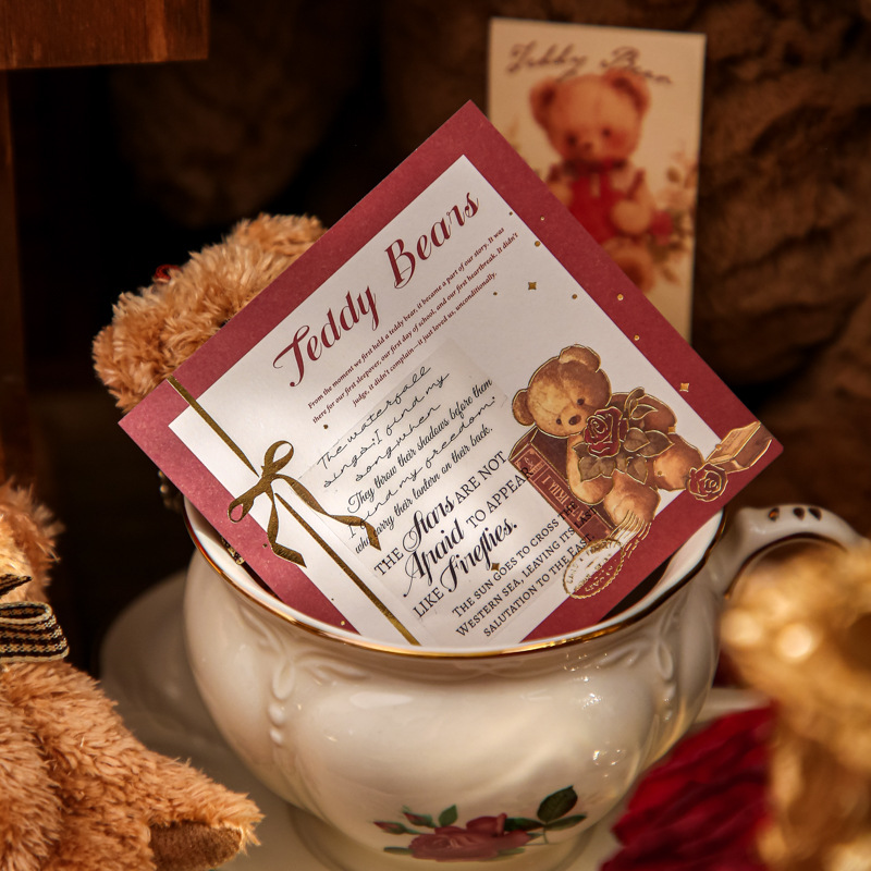 Mr. Paper Full Hot Bronceen Traje de tres Enjoy Notas de Bear Romance House Cute Romantic Theme Notas de estudiante