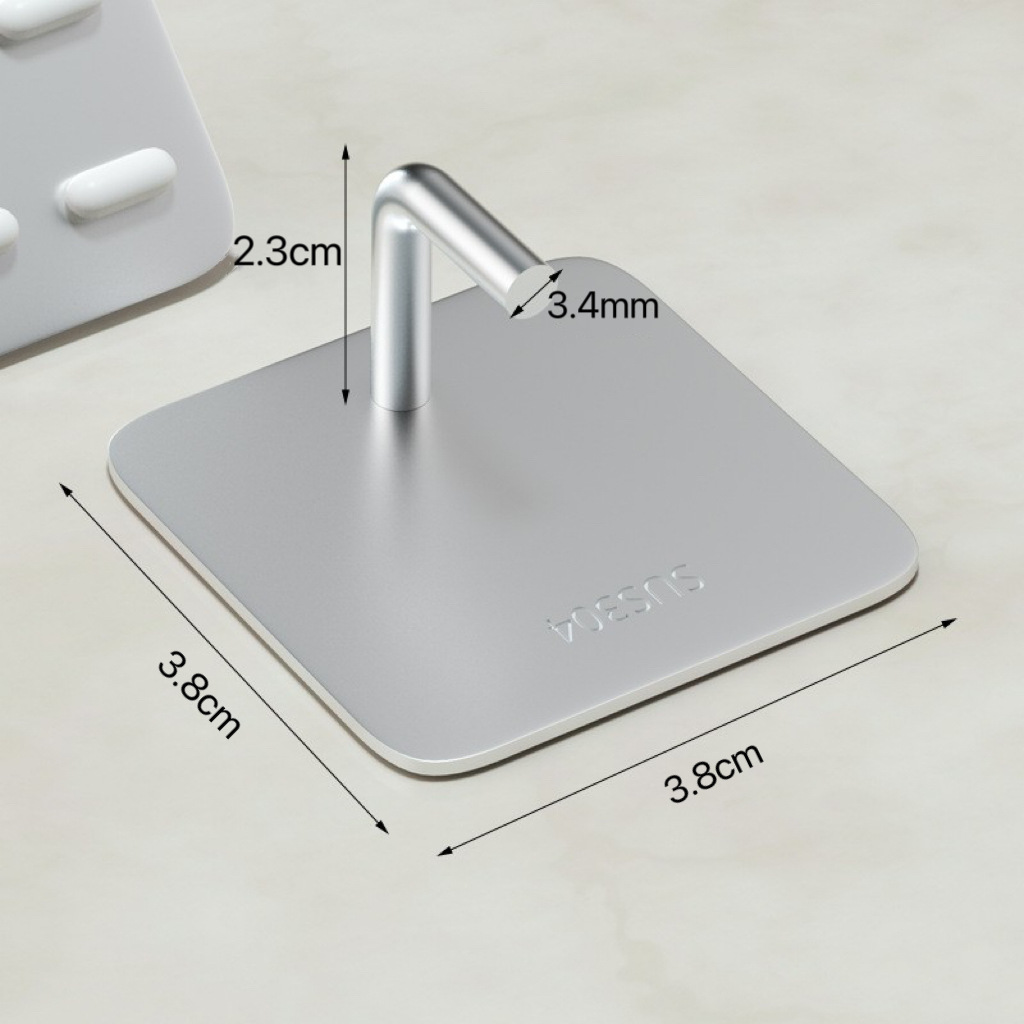 Ganchos de acero inoxidable cepillado sin taladro con adhesivo fuerte para paredes de cocina y baño, ganchos adhesivos de pared, ganchos de metal.