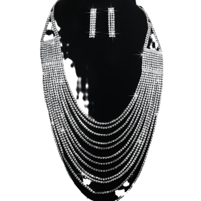 Halsketten-Set, Ohrring-Schmuck-Set, Bankett-Kleid-Set, Halskette, modisch, alles passend zum Brautschmuck_voghion.com