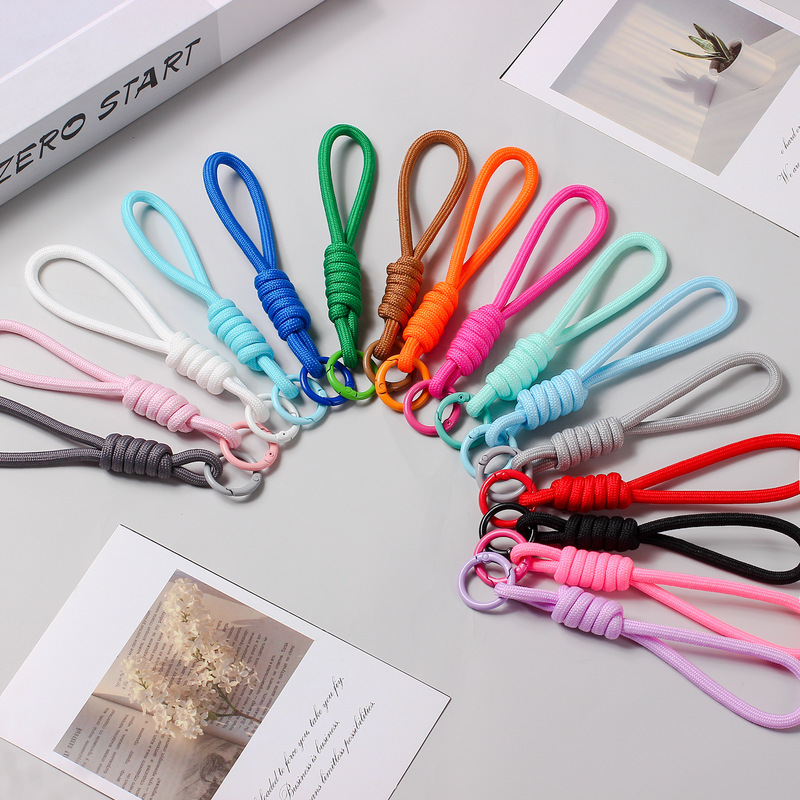 Popular Creative Simple Mobile Phone Lanyard Doll Card Holder Boarding Pass School Bag Keychain Colorfulful Braided Rope Hanging Jewelry