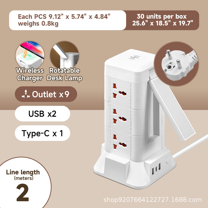 Estándar europeo-2 metros-3 capas/USB/cargador inalámbrico/luz nocturna