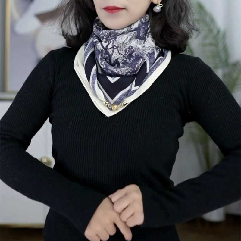 热卖新款小金球磁吸扣65cm棉麻质感高级感女士护颈小围巾百搭丝巾|undefined