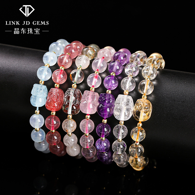 Jingdong jewelry natural strawberry crystal brave bracelet niche design girls transfer crystal jewelry spot wholesale