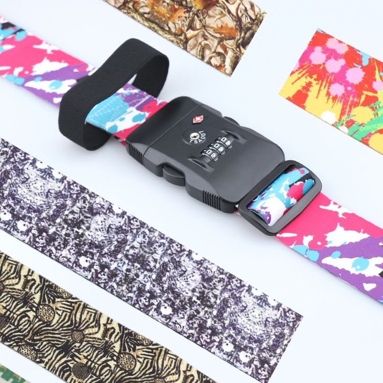 Correa de equipaje al por mayor de fábrica correa de embalaje de bloqueo de contraseña de aduana de una palabra maleta correa de equipaje de cuerda anti-perdida TSA