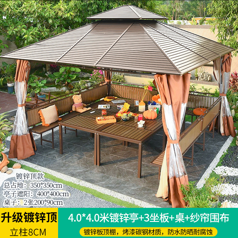 Pabellón al aire libre Villa patio hierro jardín toldo al aire libre nuevo estilo chino techo ocio granja pabellón