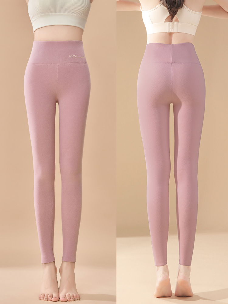 Pantalones térmicos para mujer para primavera, finos y gruesos con lana de cordero, leggings sin costuras de cintura alta, pantalones de capa base de algodón para mujer. image 6