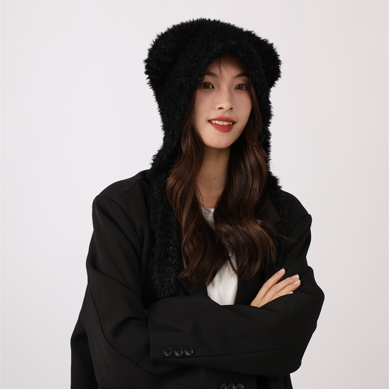 Φθινόπωρο και Χειμώνας Χαριτωμένη Μικρή Αρκούδα Λούτρινη Προστασία Αυτιών για Παιδική Κορεατική Έκδοση Ευέλικτη Ζεστασιά Διπλή Μπάλα Μαλλιών_voghion.com