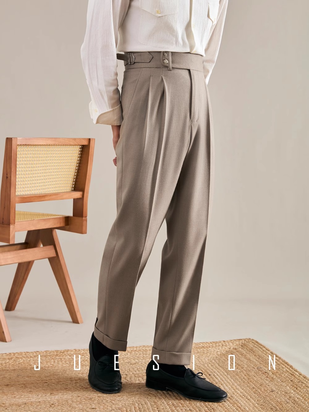 Italian-style Naples Small Western Pants Autumn and Winter High Waist Straight Men's Business Casual Pants High-grade Dape Suit Pants