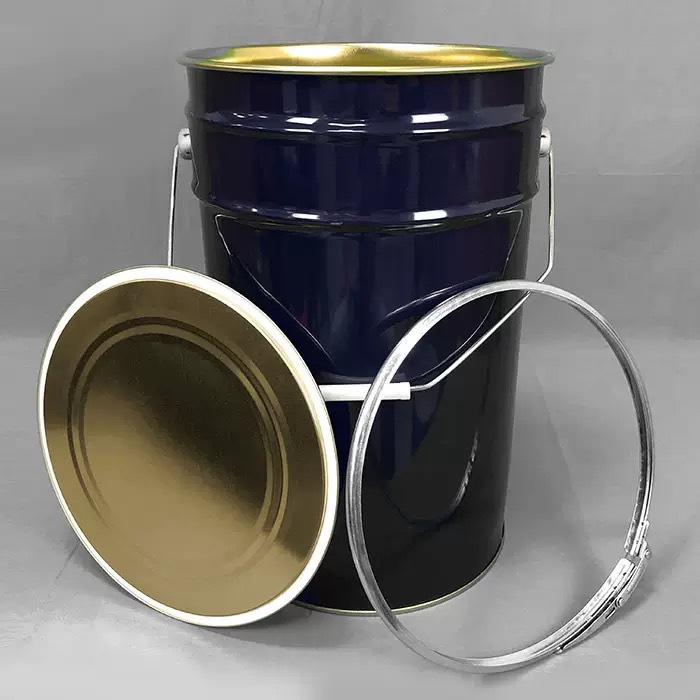 27升带箍密封铁桶27L硅胶桶化工桶外涂蓝内涂金27kg油漆桶