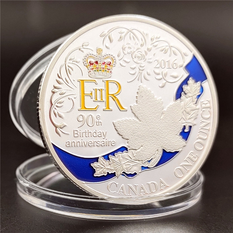 英国女王90周年纪念币 加拿大枫叶金银币生日纪念币 彩色收藏外币-阿里巴巴