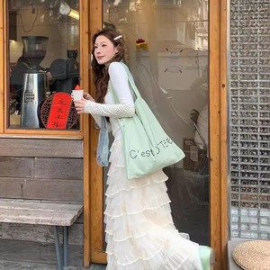 纯欲高端网纱蓬蓬蛋糕裙女杏色春新款法式浪漫层次感显瘦半身裙