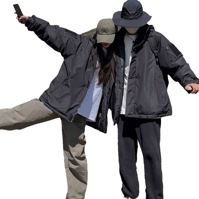 Nuevo abrigo de algodón de pluma para mujeres 2024 invierno engrosado intercalado de algodón de asalto ropa coreana impermeable pareja abrigo de moda