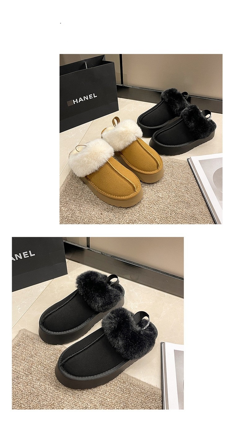 Botas de nieve para mujer para usar como ropa exterior zapatos peludos de suela gruesa 2023 otoño e invierno nuevo estilo de piel integrada más medias zapatillas con puntera de terciopelo_voghion.com