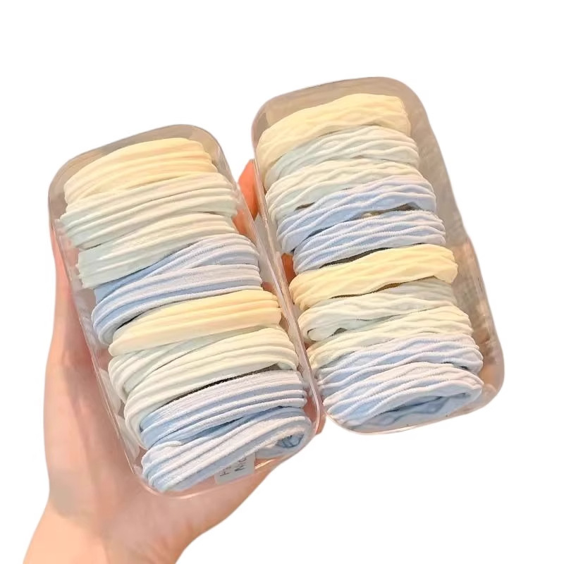 Cuerdas de cabeza de alta calidad, lindas chicas, cabello azul de sal marina, alta elasticidad y duradera, anillo de cabello de cola de caballo, correa de cuero para mujeres