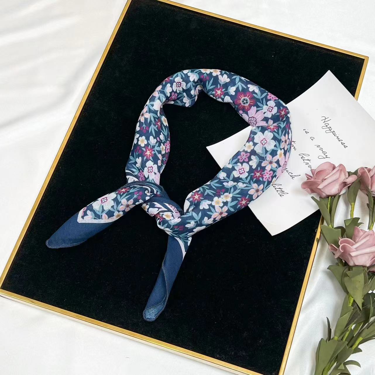 60g Weight Kerchief Classification Daily Occasion cotton and linen Material Flower Pattern Summer Season Women's Gender IG Style Style Women's IG Style Flower Cotton And Linen Kerchief 172
