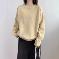 韩系慵懒风软糯毛衣女秋冬2025新款宽松显瘦圆领套头针织衫上衣潮