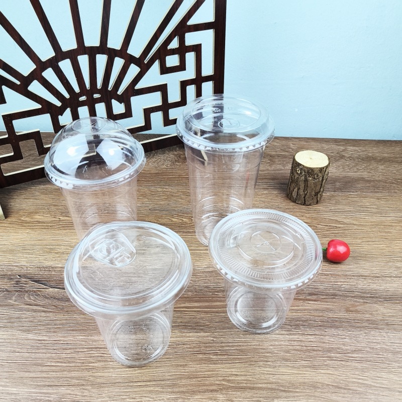 Taza de té con leche desechable con tapa gruesa a prueba de fugas PET de alta transparencia para llevar taza de embalaje taza de café logotipo imprimible