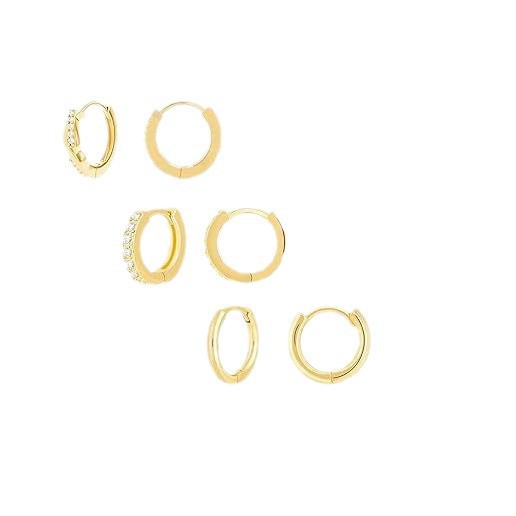 Set di 3 orecchini a cerchio Style Niche tempestati di diamanti per donna, semplici, alla moda e squisiti._voghion.com