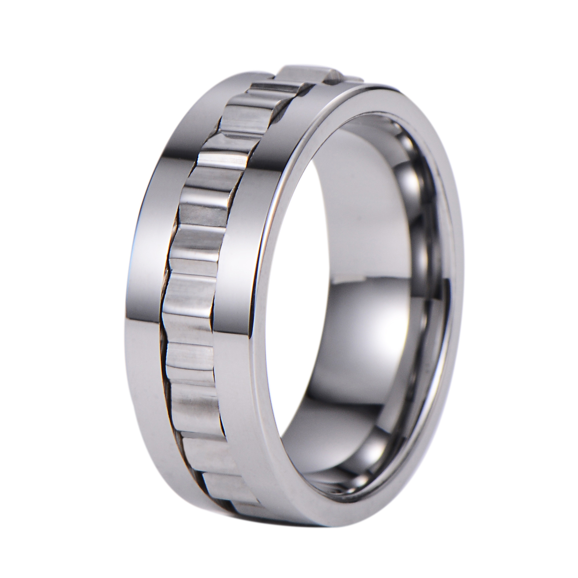 欧美流行857钨钢戒指齿轮组合转动戒指个性霸气 男士饰品厂家批发
