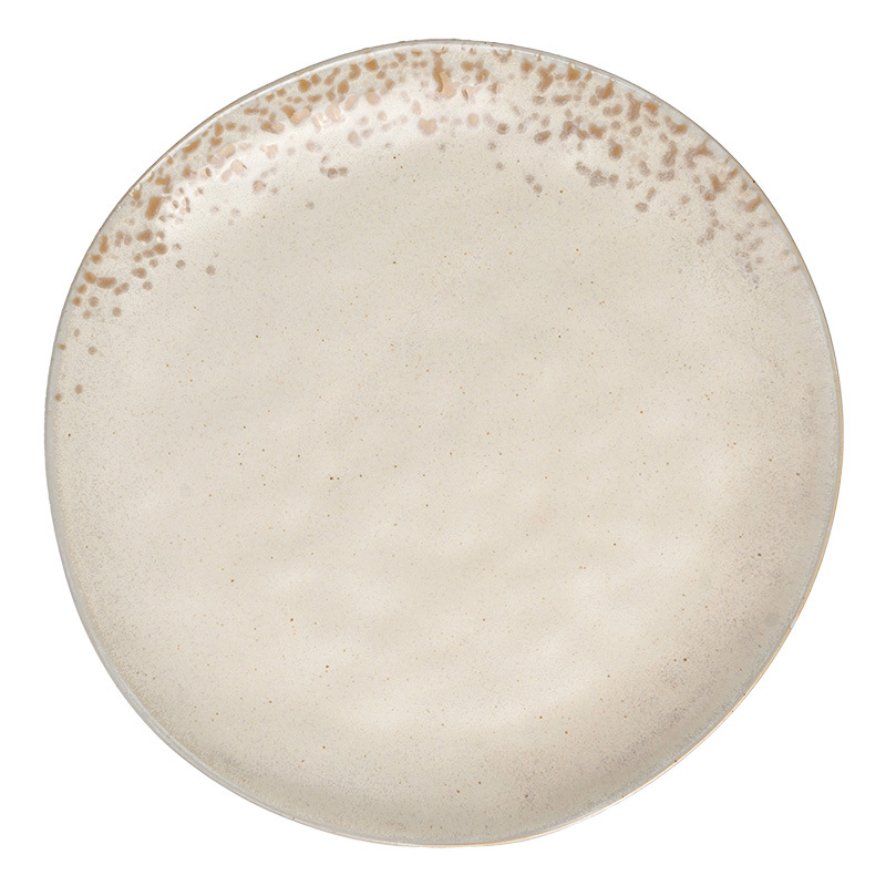 Plato de cerámica de textura retro, plato de filete occidental, plato redondo doméstico japonés al por mayor, platos de platos, platos de pasta