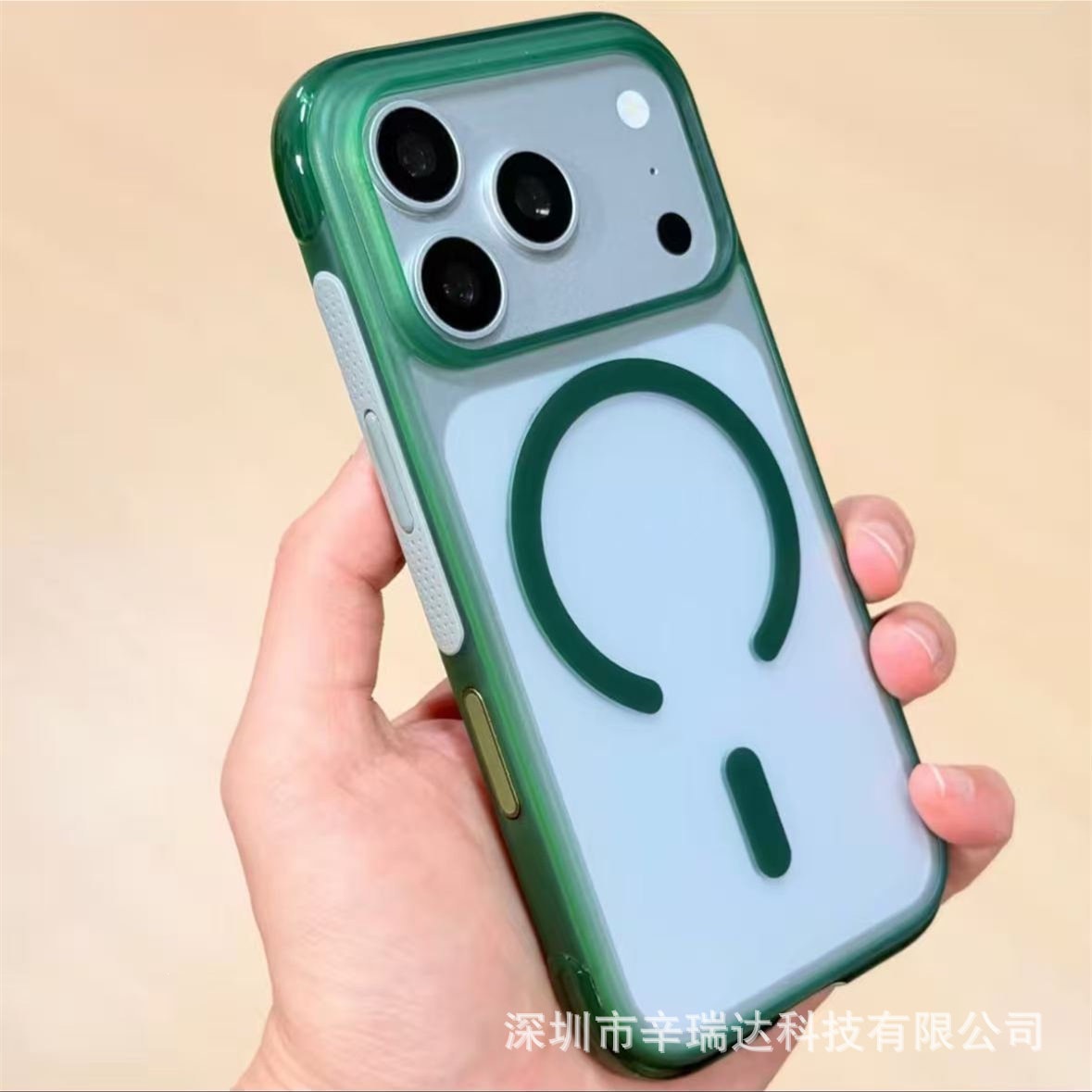 适用iPhone17ProMax手机壳肤感磨砂旋转支架磁吸苹果16防摔保护套