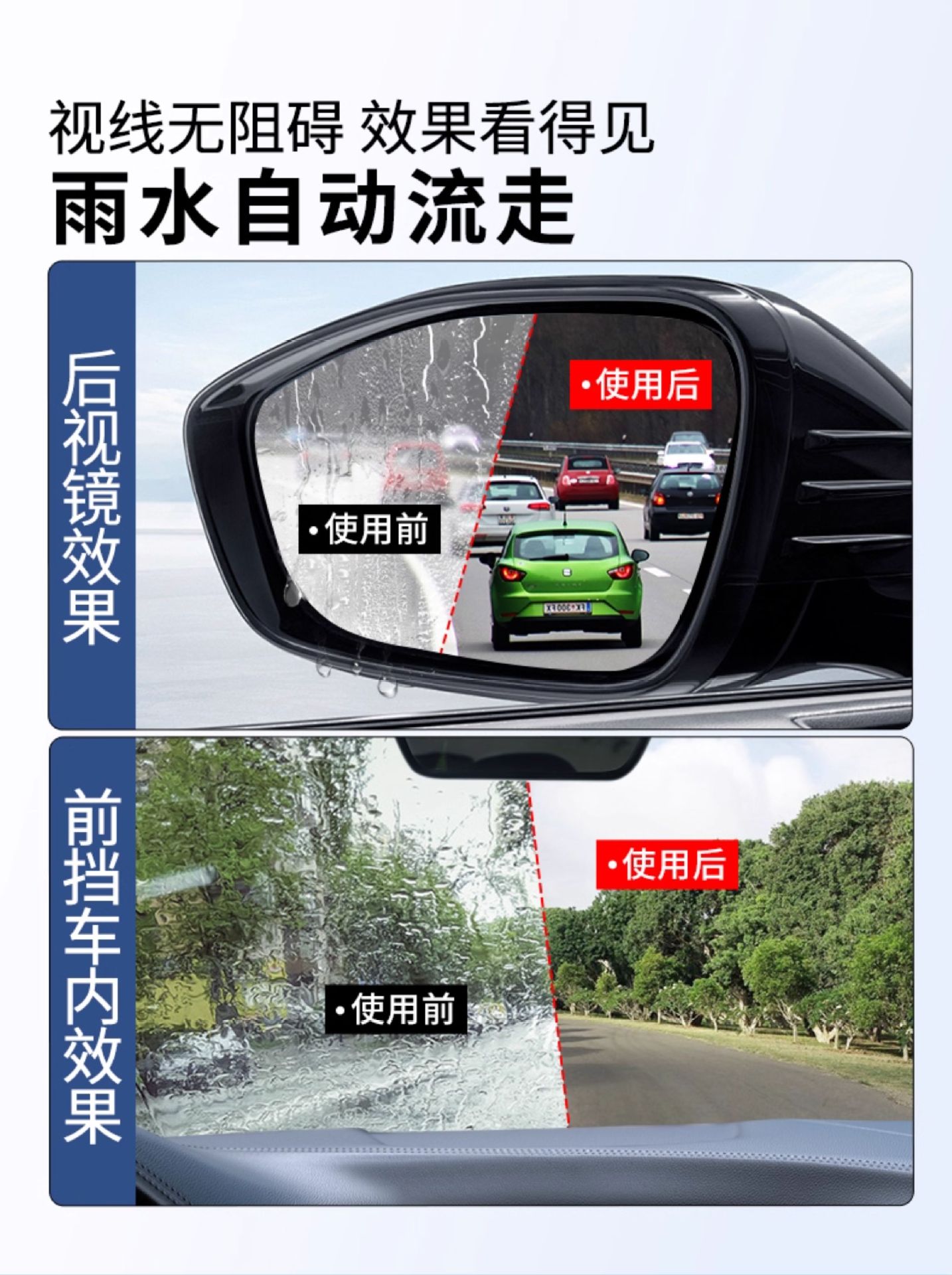 Rearview Mirror Car Rainproof Spray Anti-Fog Agent Rainy Day Waterproof Car Window Glass Oil Film Removal Spray Artifact