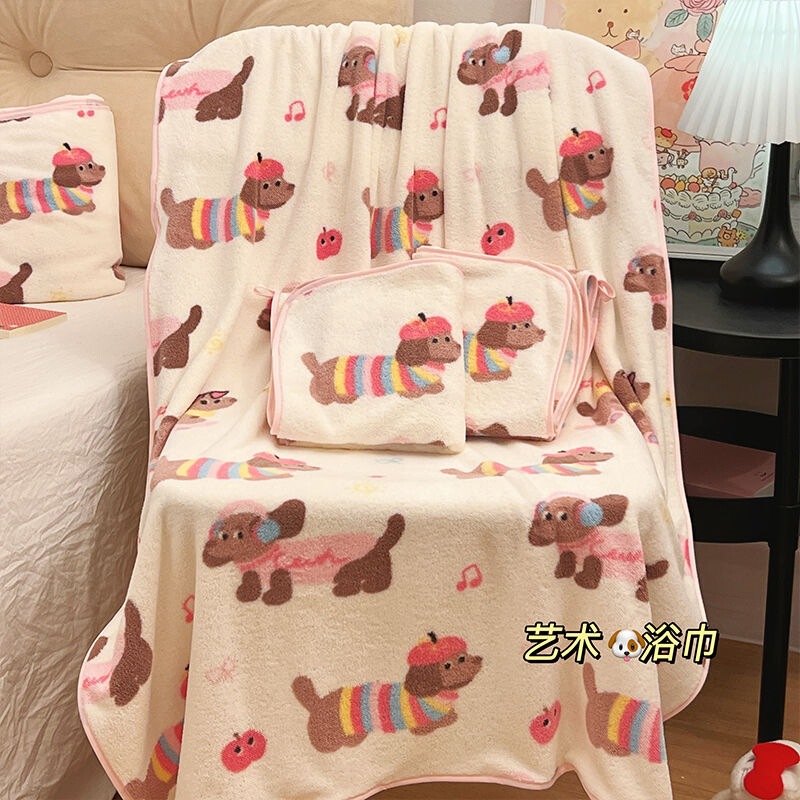 Printed Cute Puppy Bath Towel for Women, Absorbent Quick-Dry Hair Drying Cap, Home Use Coral Fleece Bath Towel, Three-Piece Set Printed Cute Puppy Bath Towel for Women, Absorbent Quick-Dry Hair Drying Cap, Home Use Coral Fleece Bath Towel, Three-Piece Set