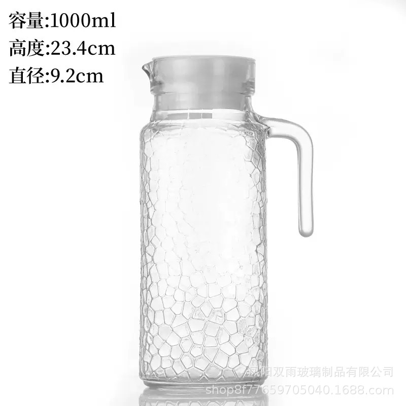 Fábrica directa de agua corrugada de vidrio fría jarro de jugo jarro de agua vertical jarro de boca de pato de gran capacidad