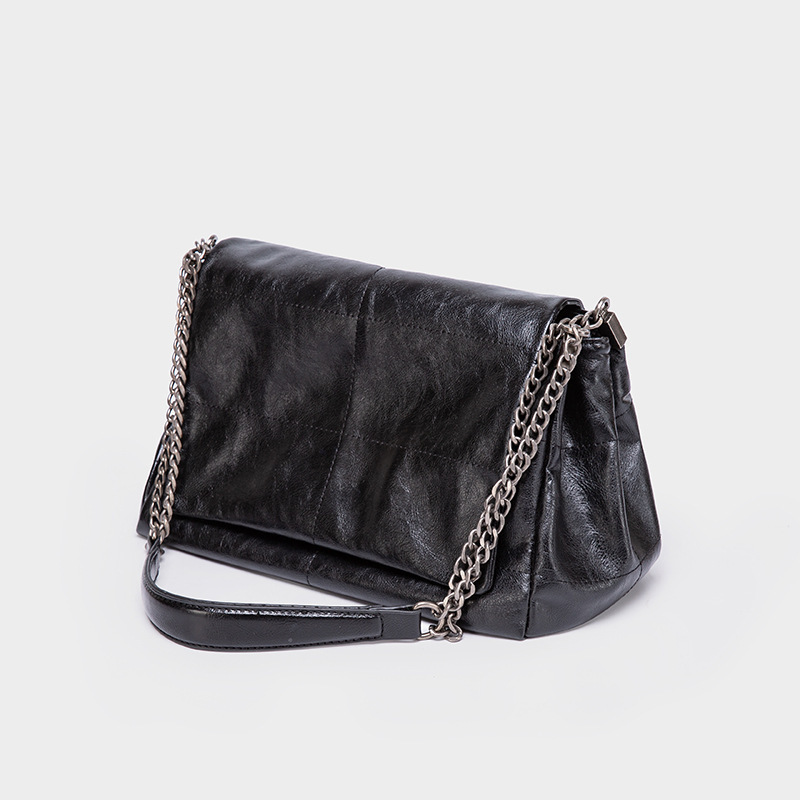 Purse Cross-Border New Trendy Black Rock Style Flip Bag Chain Shoulder Crossbody Hobo Bag Purse Cross-Border New Trendy Black Rock Style Flip Bag Chain Shoulder Crossbody Hobo Bag