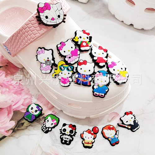 Cross-border exclusive Hello Kitty cartoon kt cat hole hole shoes DIY accessories PVC soft rubber shoe flower shoe buckle shoe accessories