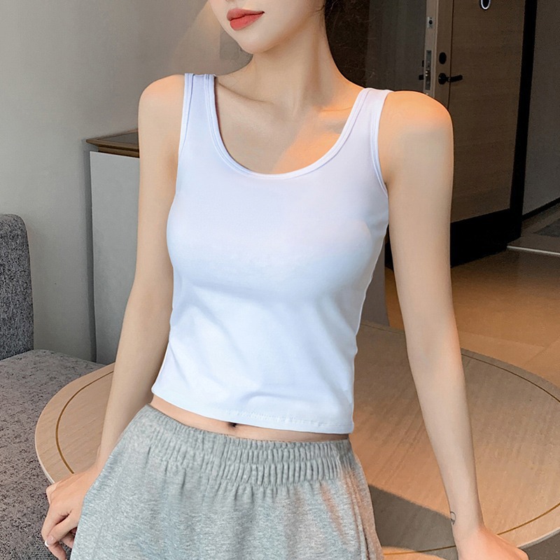 背心女内搭短款宽边法试西装美背白色小吊带纯棉打底春季上衣外穿
