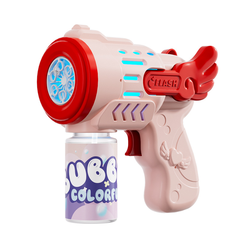 Nuevo ángel transfronterizo 6 agujeros máquina de burbujas infantiles de mano juguetes de burbujas automáticas eléctricas Gatlin burbujas pistola
