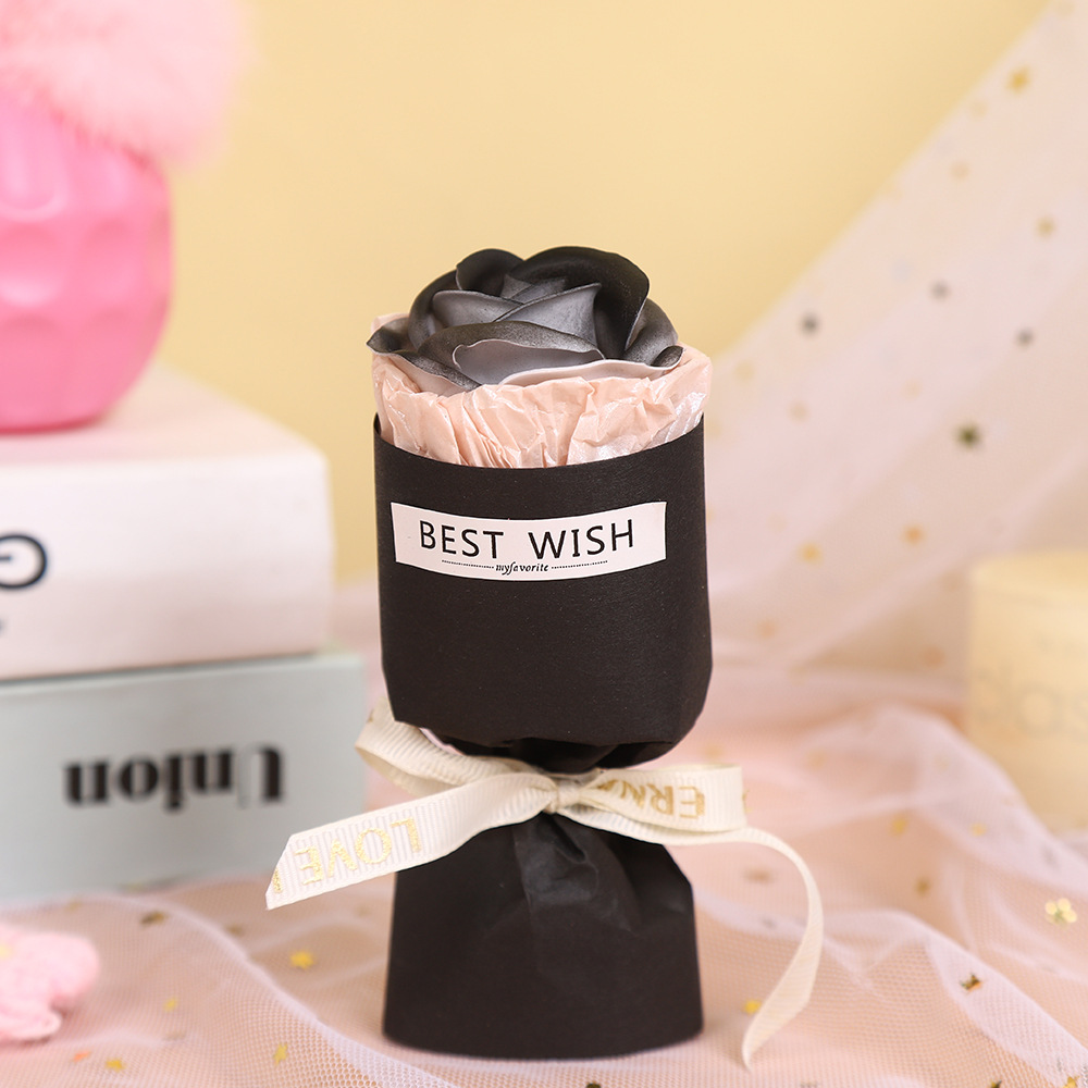 Día de San Valentín mini bolsillo de coche rosa jabón pequeño ramo de flores decoración para la esposa de la mano mano regalo