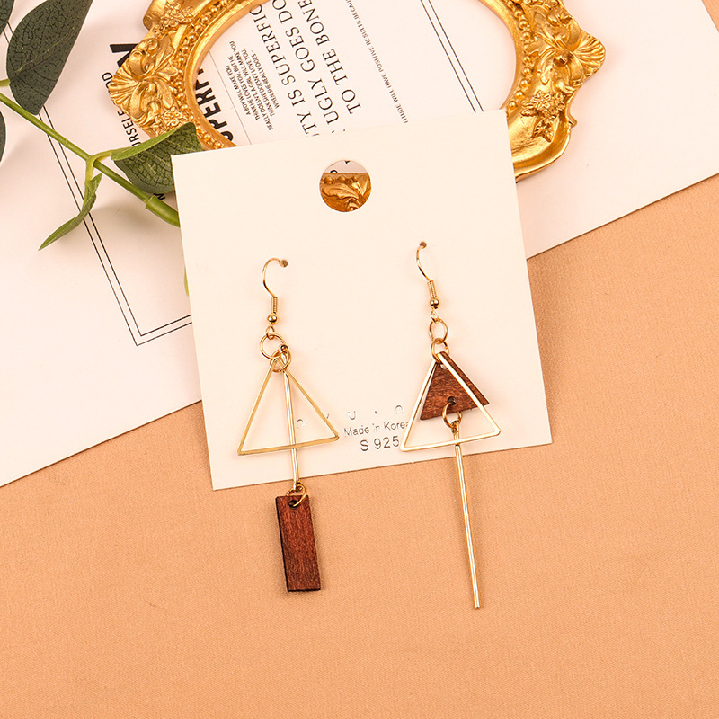 Retro Geometric Triangle Asymmetrical Earrings - Style 4