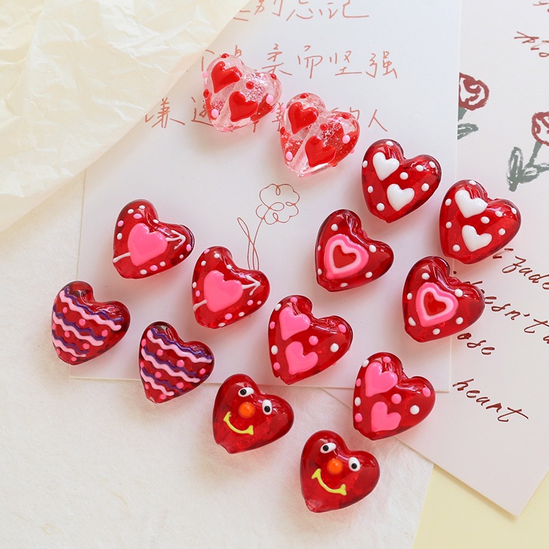 4g Weight Beads Jewelry Making Type 19 * 20mm Jewelry Making Size DIY Jewelry Accessories Classification 1 Piece Quantity glass Material Heart Shape Pattern Sweet, Simple Style Style 1 Piece 19 * 20mm Glass Heart Shape DIY Jewelry Accessories Beads 3
