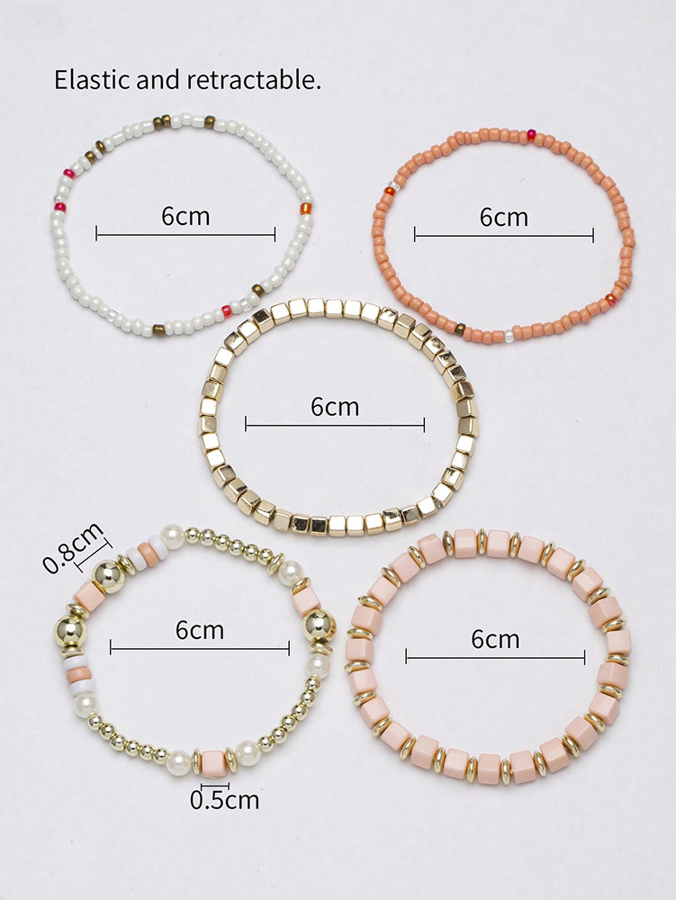 20g Weight Acrylic Pendant Material Bracelets Classification Alloy Chain Material 1 Set Quantity Holiday, Daily, Street Occasion Alloy Material Geometric Pattern Unisex Gender Beaded, Plating Design Retro Style Retro Geometric Alloy Beaded Bracelets Wholesale 29