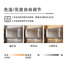 卫生间收纳镜子带灯置物架一体梳妆镜实木浴室智能镜柜单独挂墙式