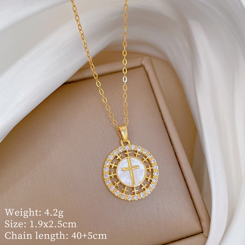 Gorgeous Round Diamond Collarbone Necklace In Titanium Steel_voghion.com