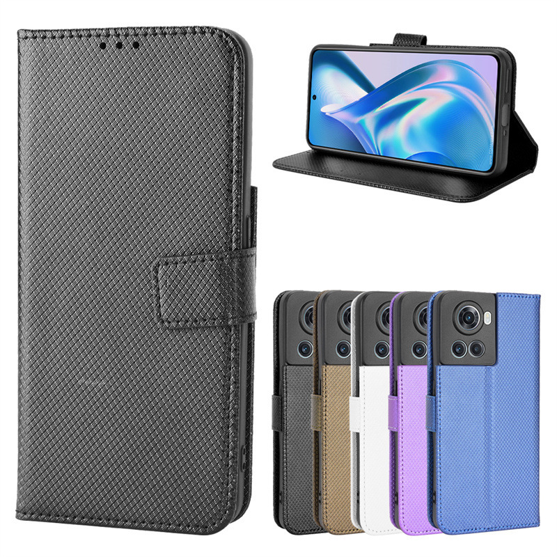 For OnePlus OnePlus Ace Phone Leather Case OnePlus 10R Phone Case Flip Cover Diamond Pattern Card Strap