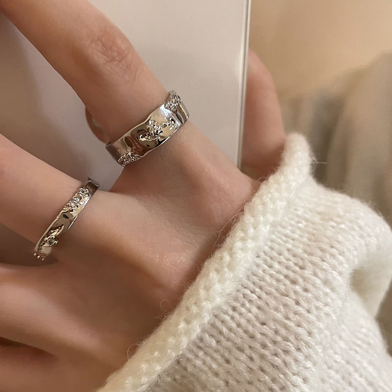 Silver Plain Zircon Open Set For Women Minimalist Style Couple Rings Fashion Personality Index Finger Ring Trend_voghion.com