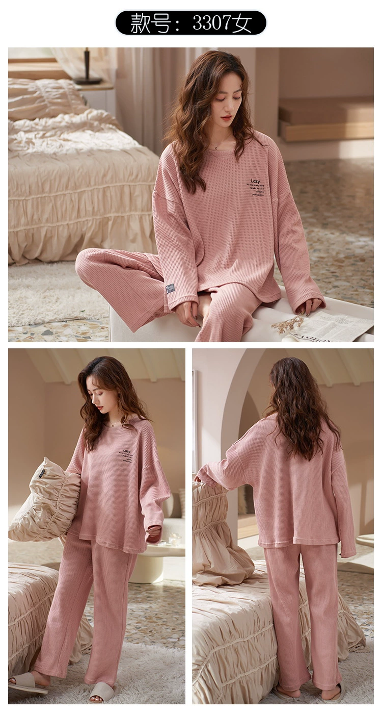 SLPBELY Spring Women Pajamas Set Cute Cartoon O Neck Long-sleeve Trousers Household Wear Sleepwear Lovely Homewear Home Clothing satin pj set